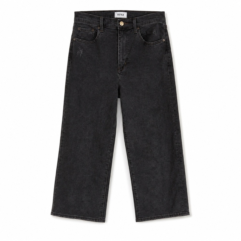 Pistola Cassie Super High Rise Wide-Leg Crop Denim Jeans Women's 28 Charcoal